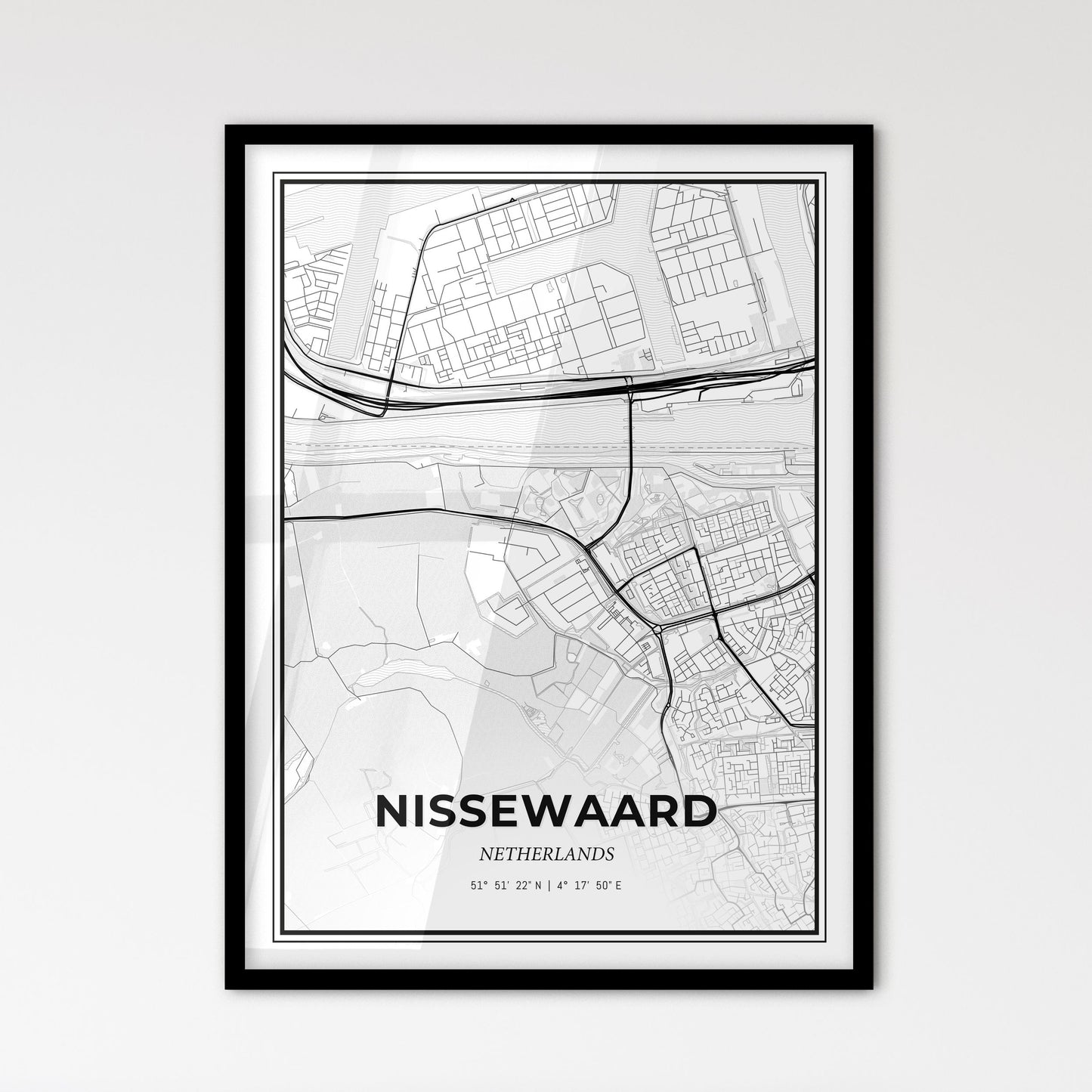  Nissewaard Netherlands - Scandinavian Style City Map for Modern Home Decor