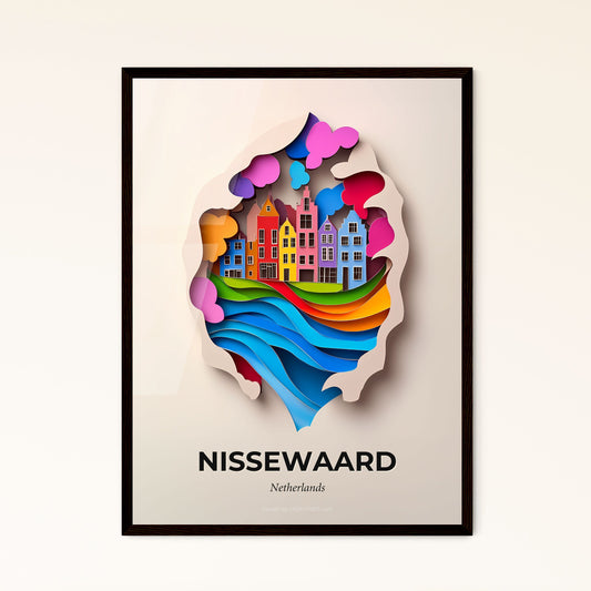 Vivid Nissewaard, Netherlands - a paper cut of a city with a rainbow wave