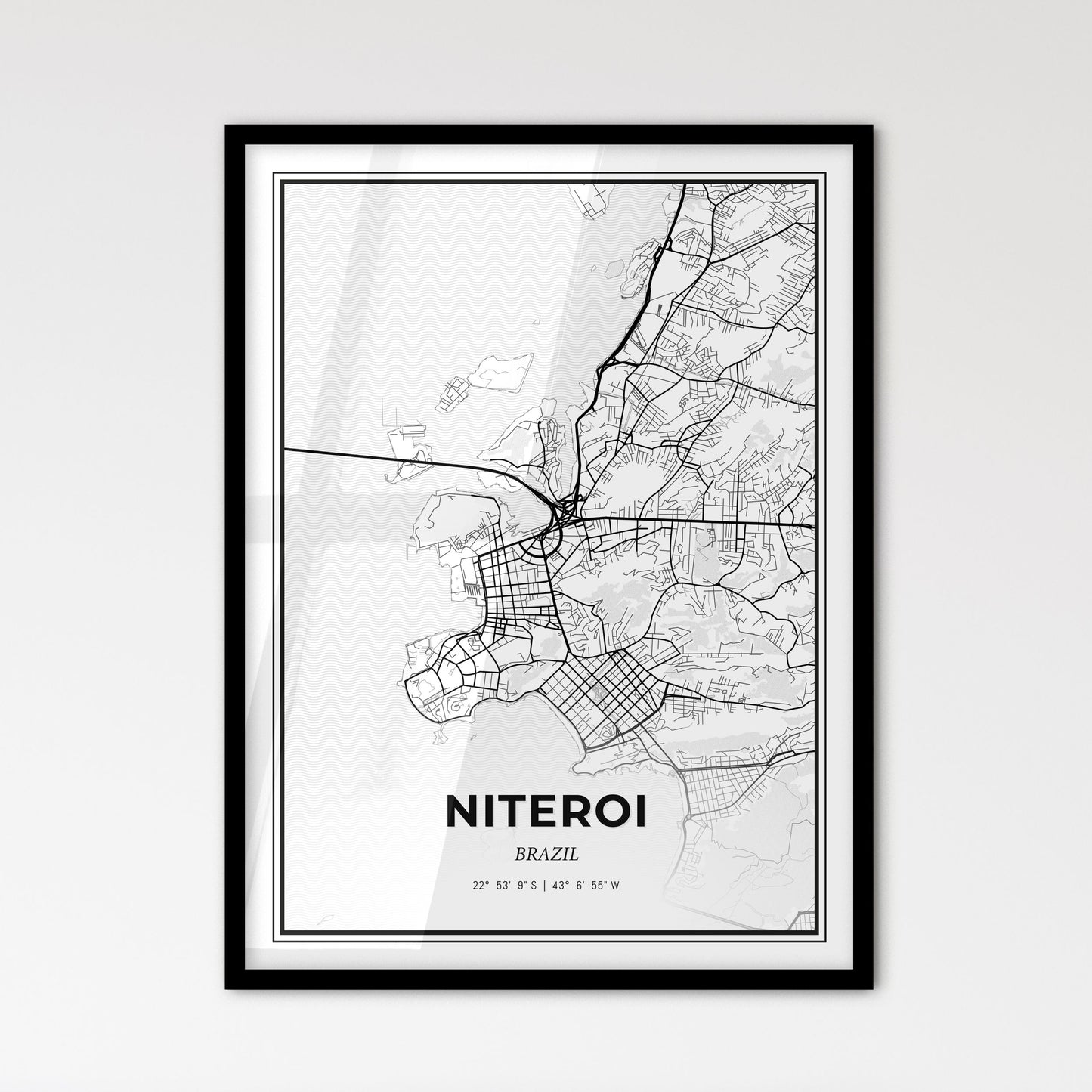 Niteroi Brazil - Scandinavian Style City Map for Modern Home Decor