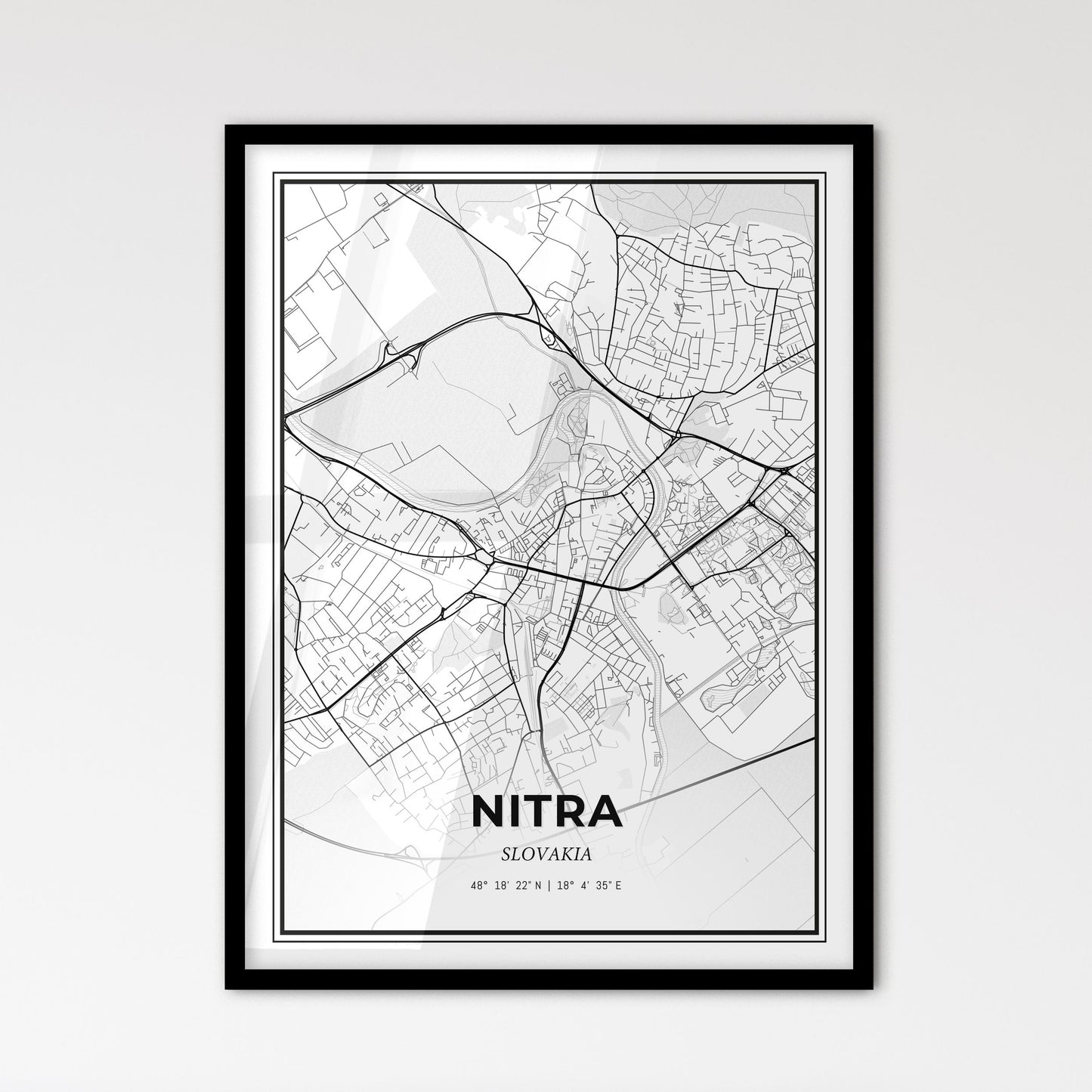 Nitra Slovakia - Scandinavian Style City Map for Modern Home Decor