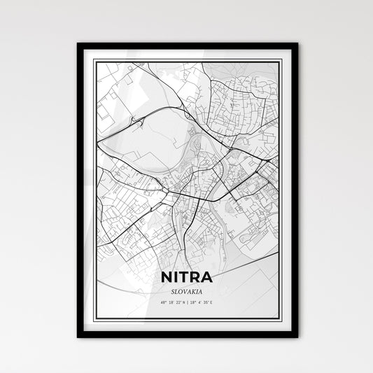 Nitra Slovakia - Scandinavian Style City Map for Modern Home Decor