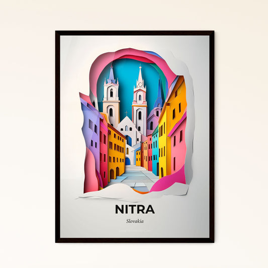 Vivid Nitra, Slovakia - a paper cut of a city with a church