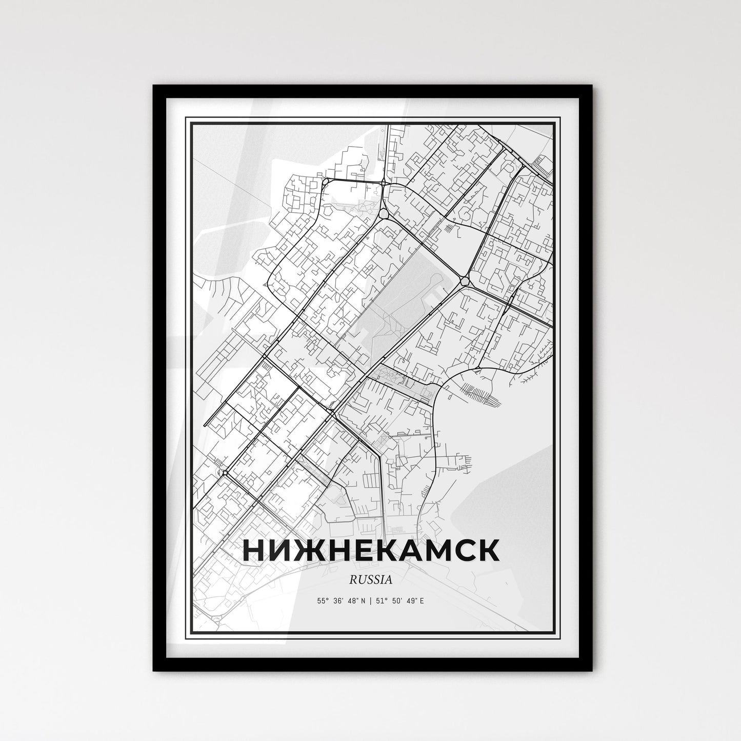 Nizhnekamsk Russia - Scandinavian Style City Map for Modern Home Decor