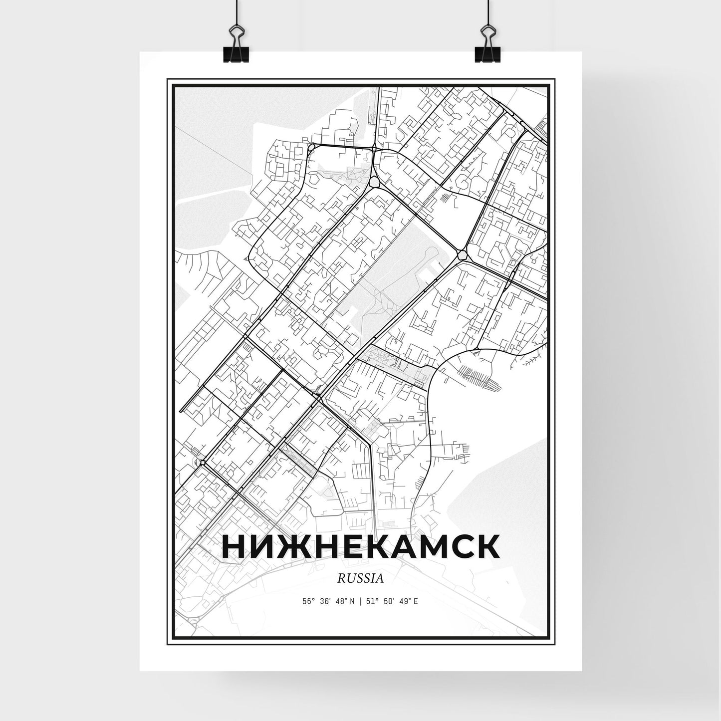 Nizhnekamsk Russia - Premium City Map Poster