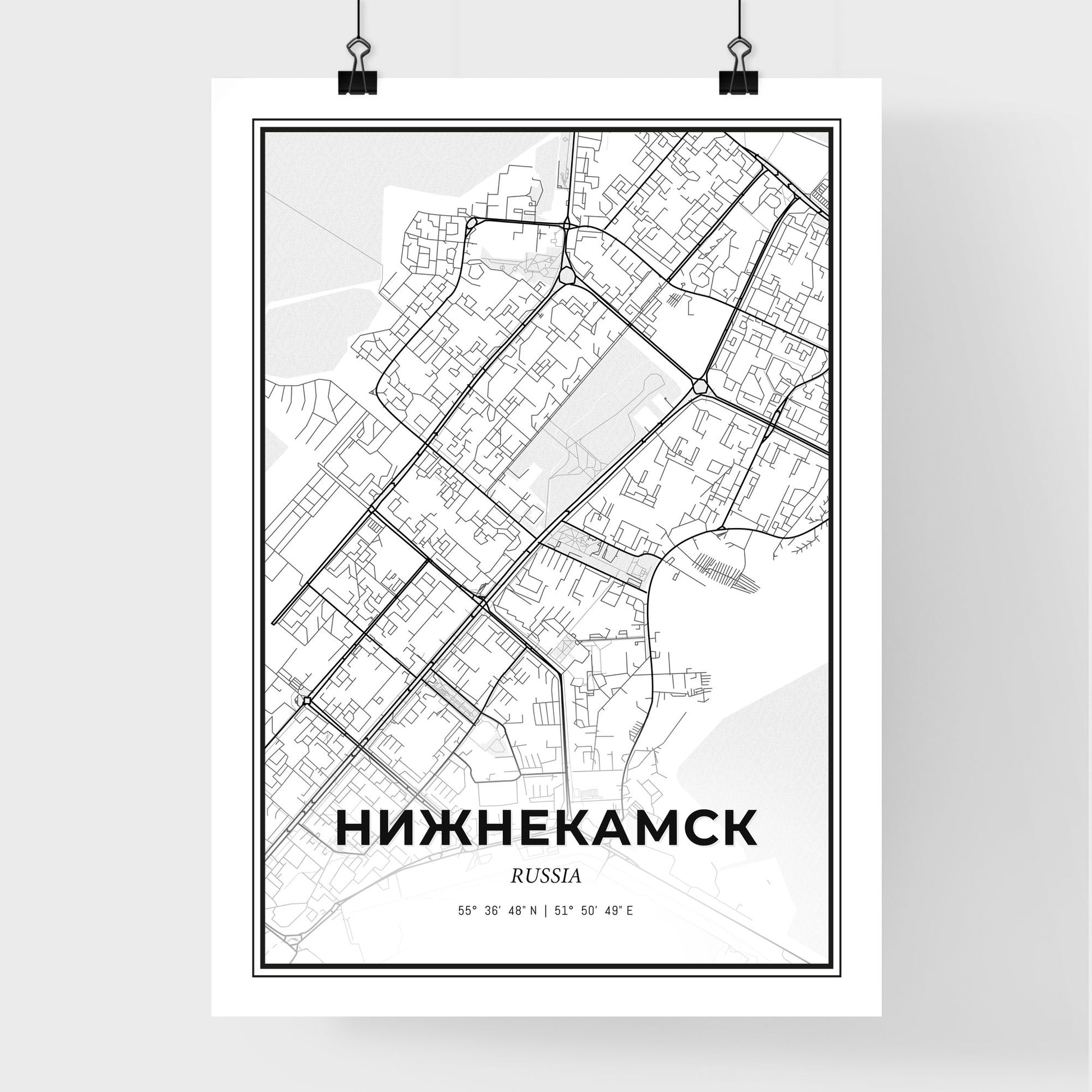 Nizhnekamsk Russia - Premium City Map Poster