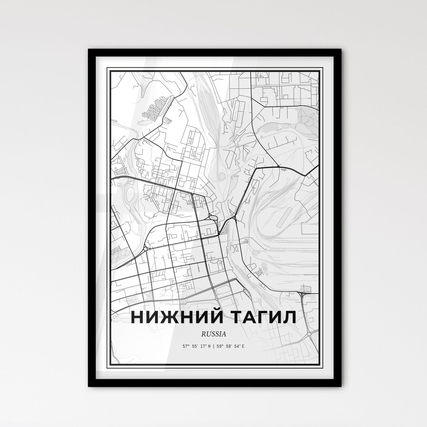 Nizhny Tagil Russia - Scandinavian Style City Map for Modern Home Decor