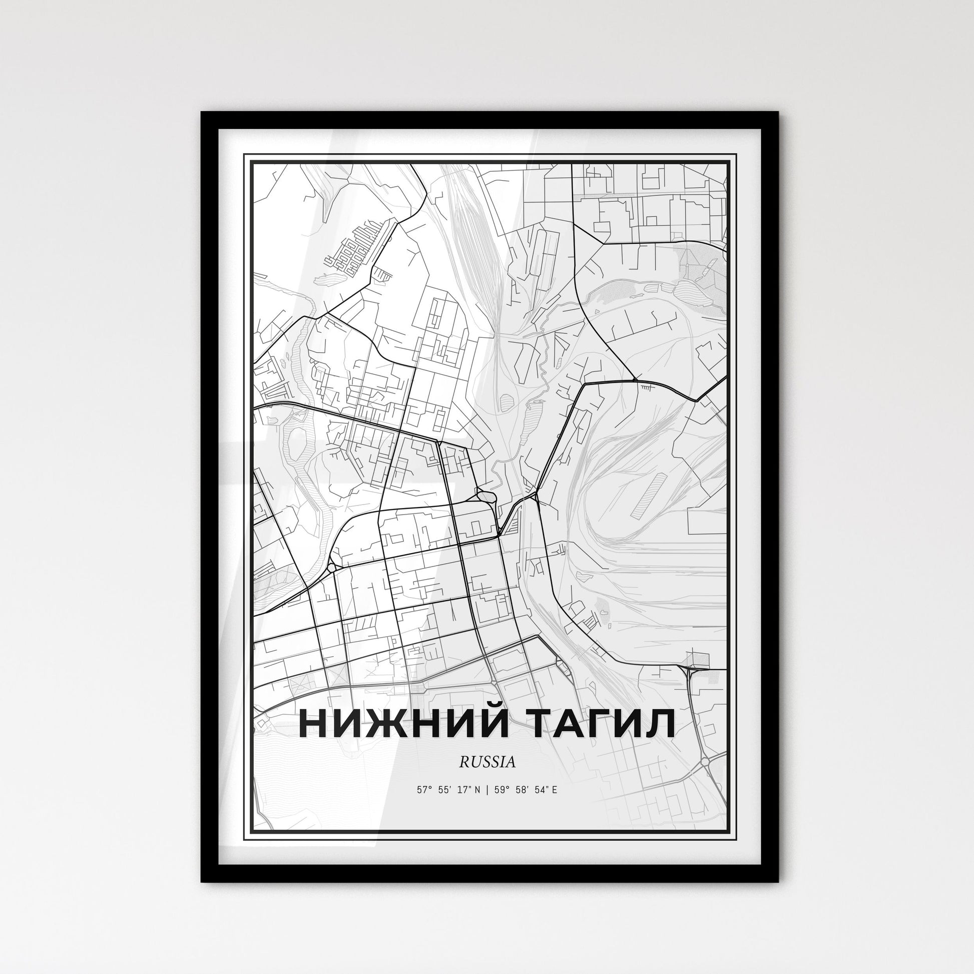 Nizhny Tagil Russia - Scandinavian Style City Map for Modern Home Decor