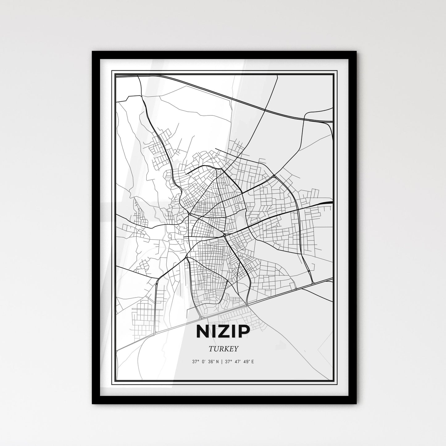 Nizip Turkey - Scandinavian Style City Map for Modern Home Decor