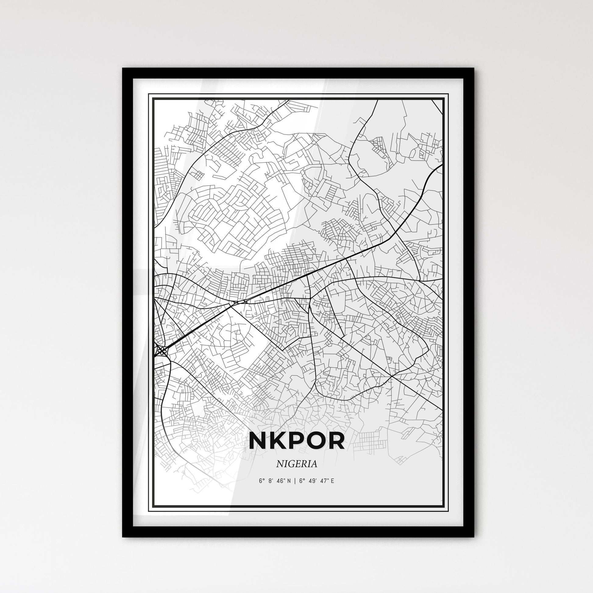 Nkpor Nigeria - Scandinavian Style City Map for Modern Home Decor