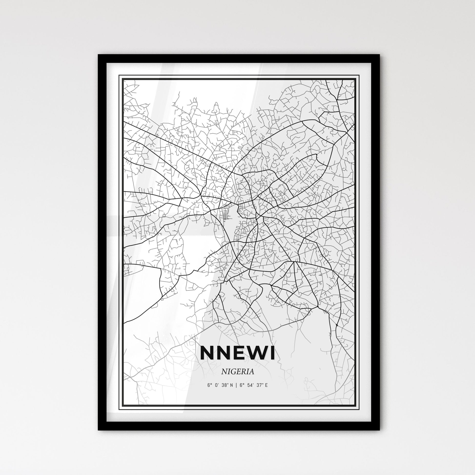 Nnewi Nigeria - Scandinavian Style City Map for Modern Home Decor