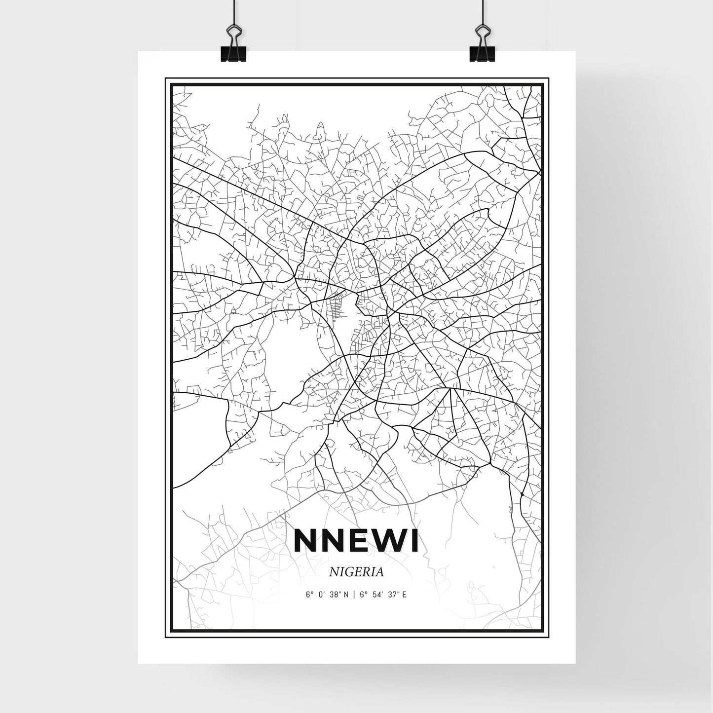 Nnewi Nigeria - Premium City Map Poster