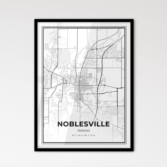 Noblesville Indiana - Scandinavian Style City Map for Modern Home Decor