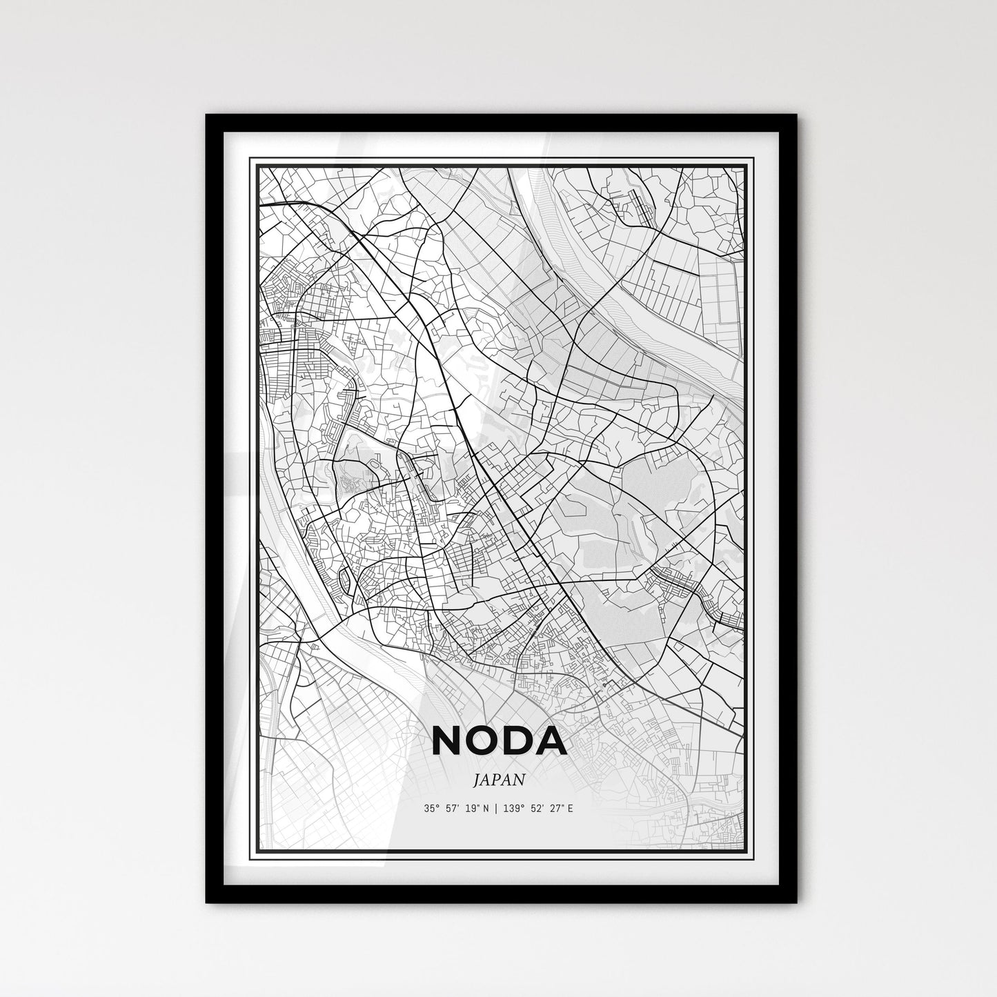 Noda Japan - Scandinavian Style City Map for Modern Home Decor