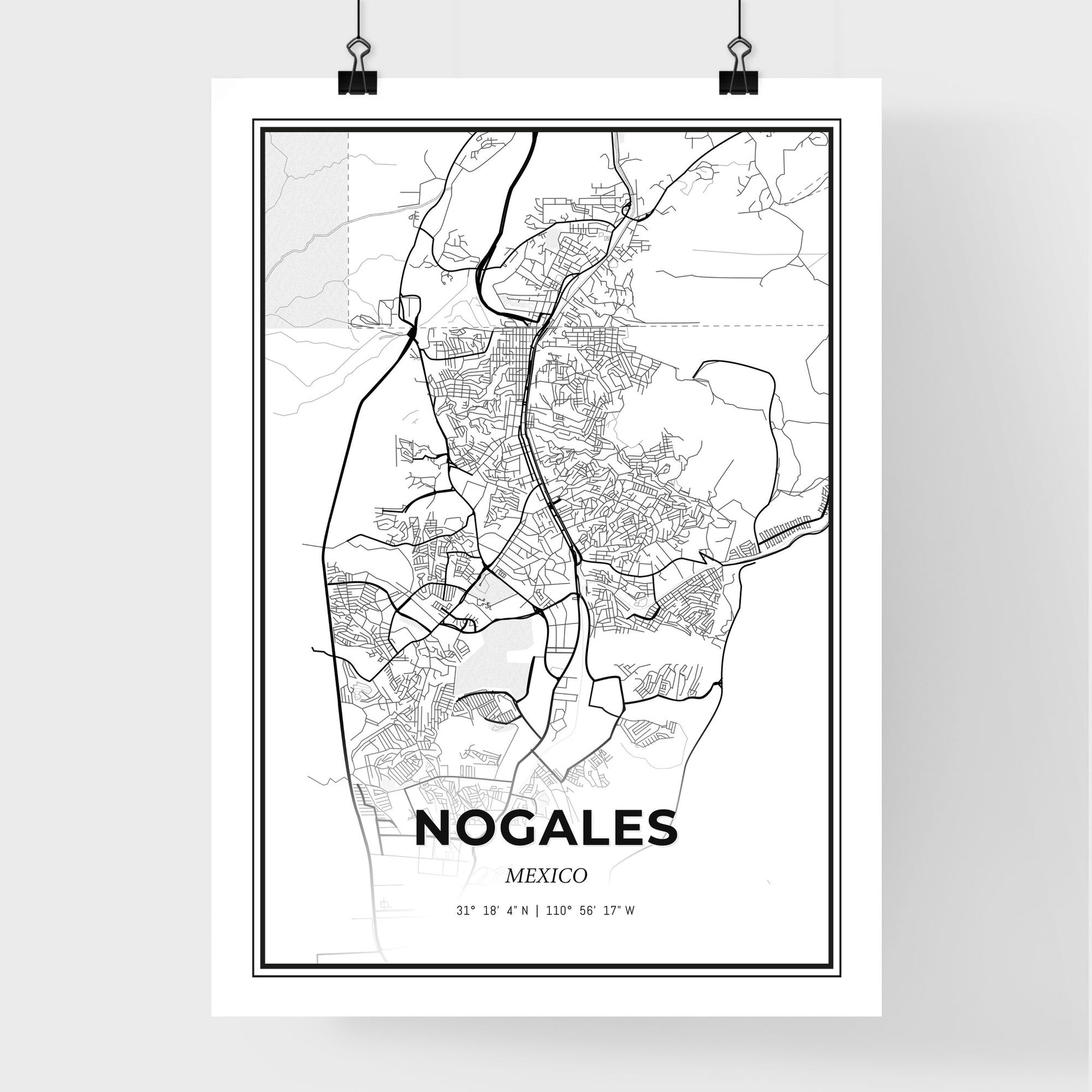 Nogales Mexico - Premium City Map Poster