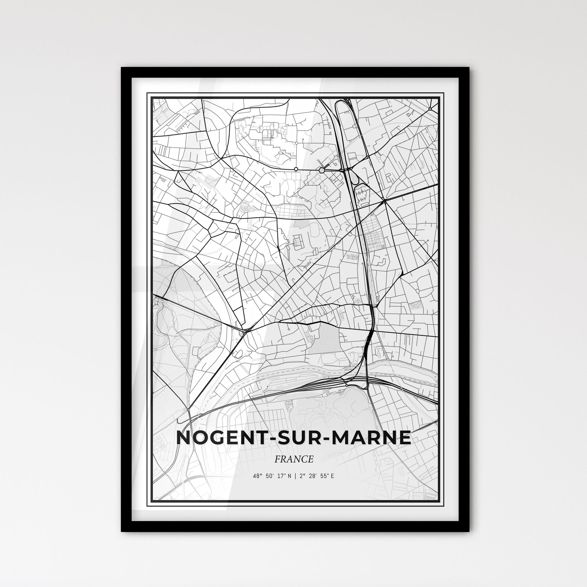 Nogent-sur-Marne France - Scandinavian Style City Map for Modern Home Decor