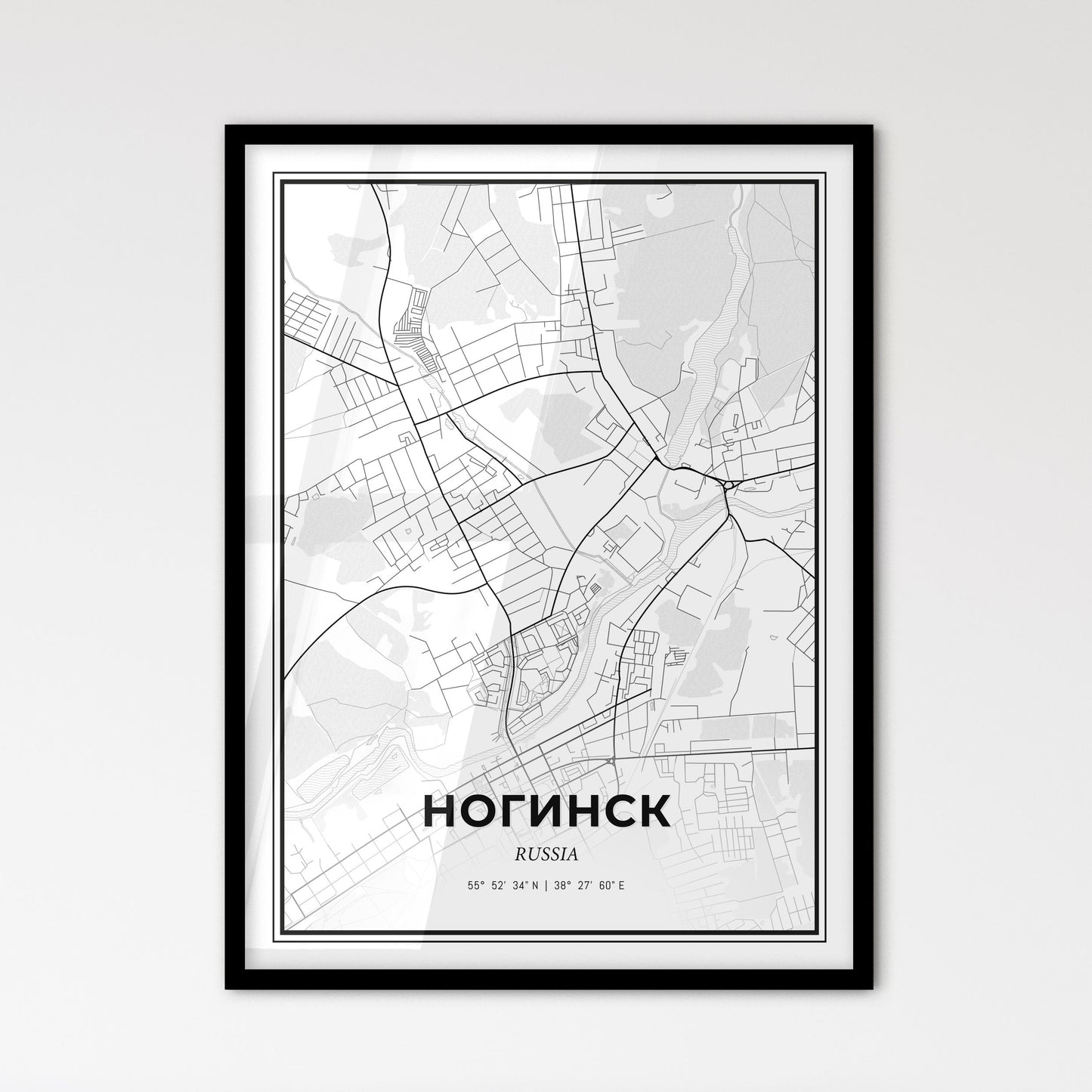 Noginsk Russia - Scandinavian Style City Map for Modern Home Decor