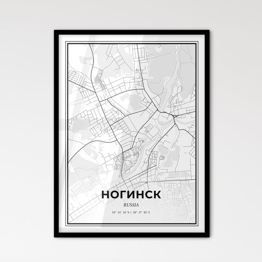 Noginsk Russia - Scandinavian Style City Map for Modern Home Decor