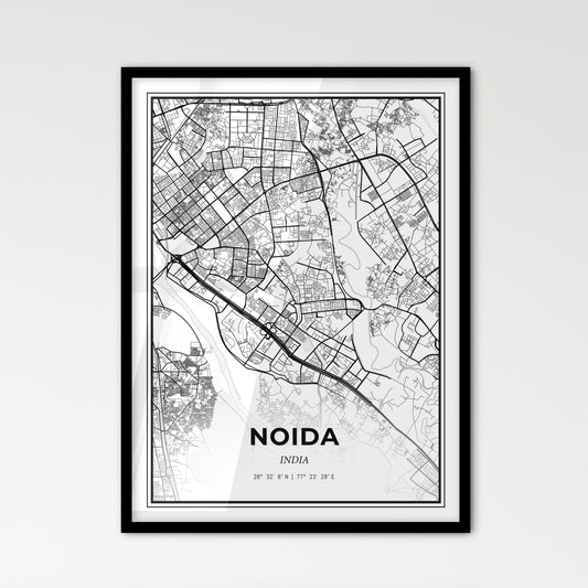 Noida India - Scandinavian Style City Map for Modern Home Decor