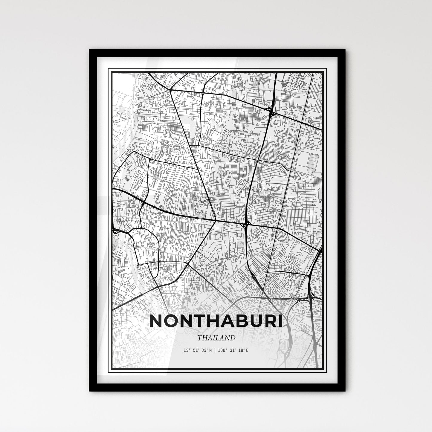 Nonthaburi Thailand - Scandinavian Style City Map for Modern Home Decor