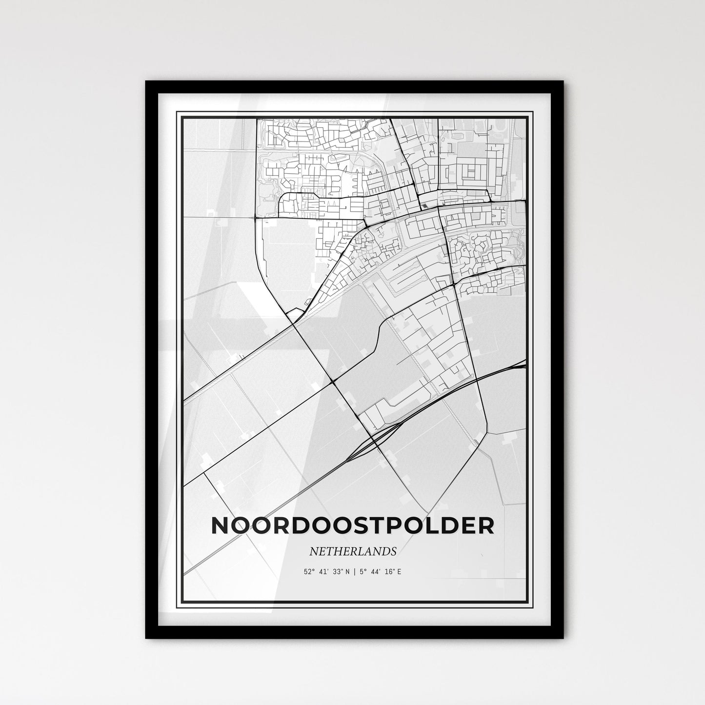  Noordoostpolder Netherlands - Scandinavian Style City Map for Modern Home Decor