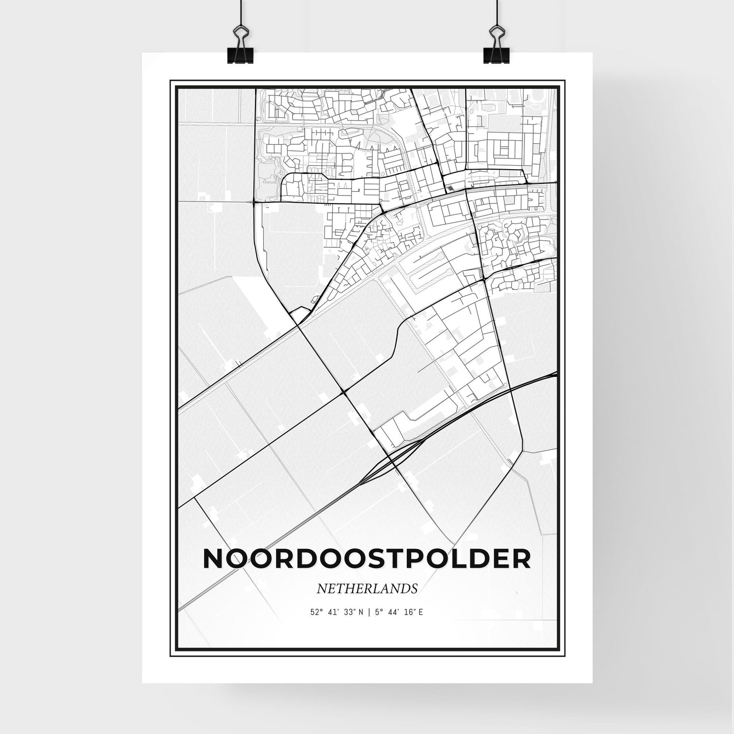  Noordoostpolder Netherlands - Premium City Map Poster