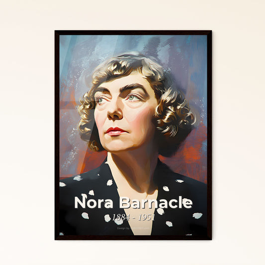 Portrait of Nora Barnacle, 1884 - 1951. Impressionistic painting of a woman in a black shirt.