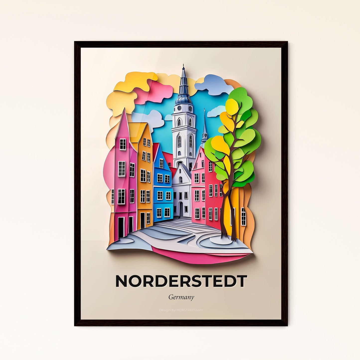 Vivid Norderstedt, Germany - a paper cut of a city with a church