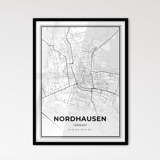 Nordhausen Germany - Scandinavian Style City Map for Modern Home Decor