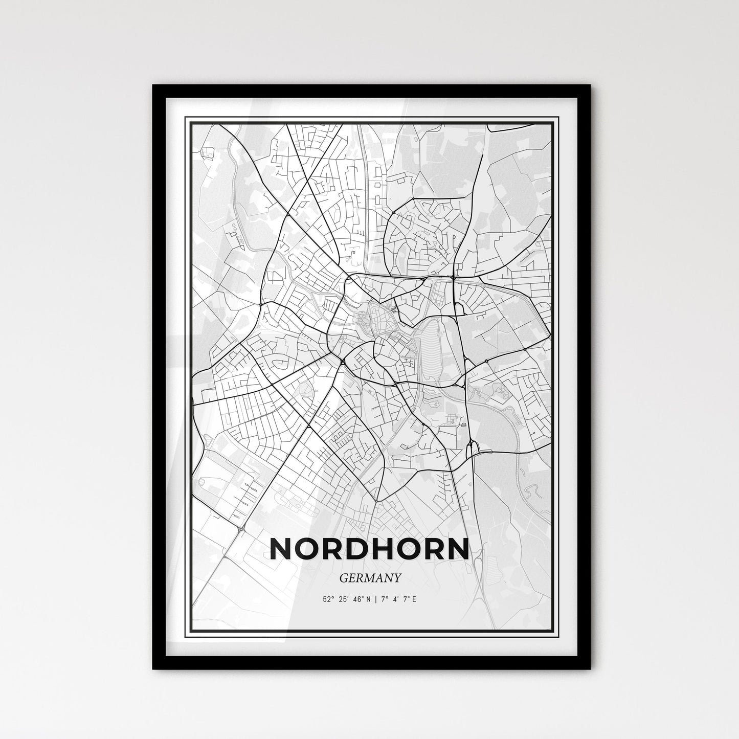 Nordhorn Germany - Scandinavian Style City Map for Modern Home Decor