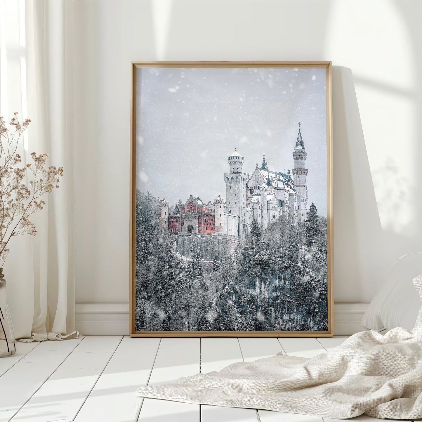 Neuschwanstein Castle in Snow – Bavaria Wall Art Print