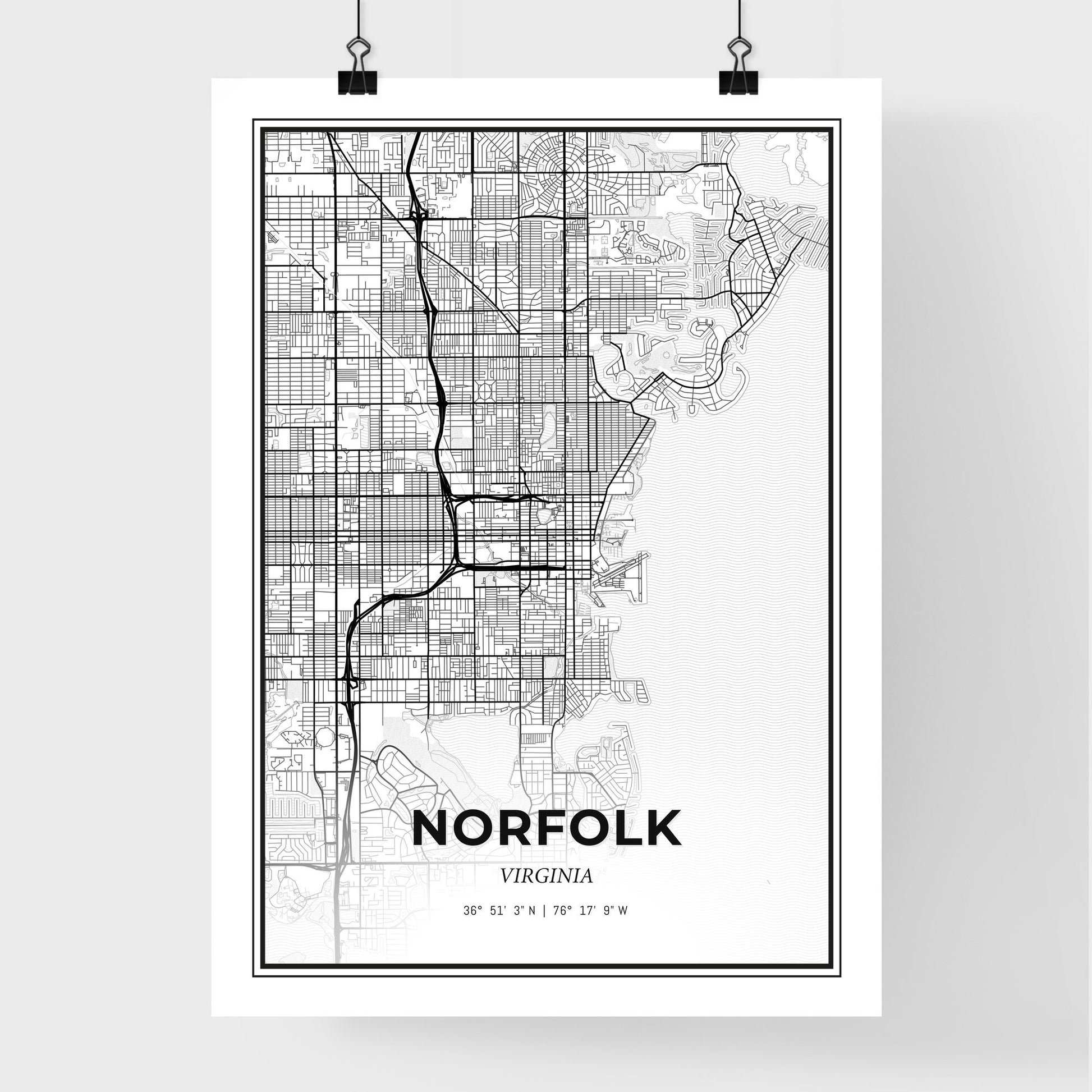 Norfolk Virginia - Premium City Map Poster