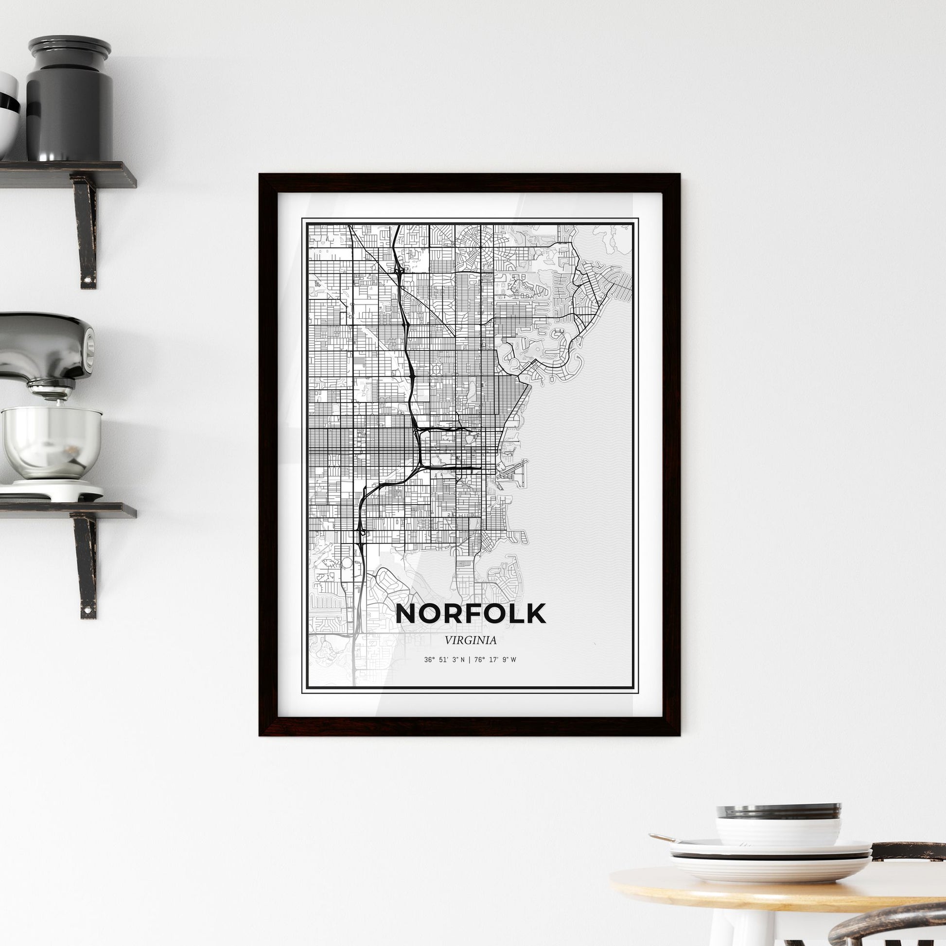 Norfolk Virginia - Minimal City Map