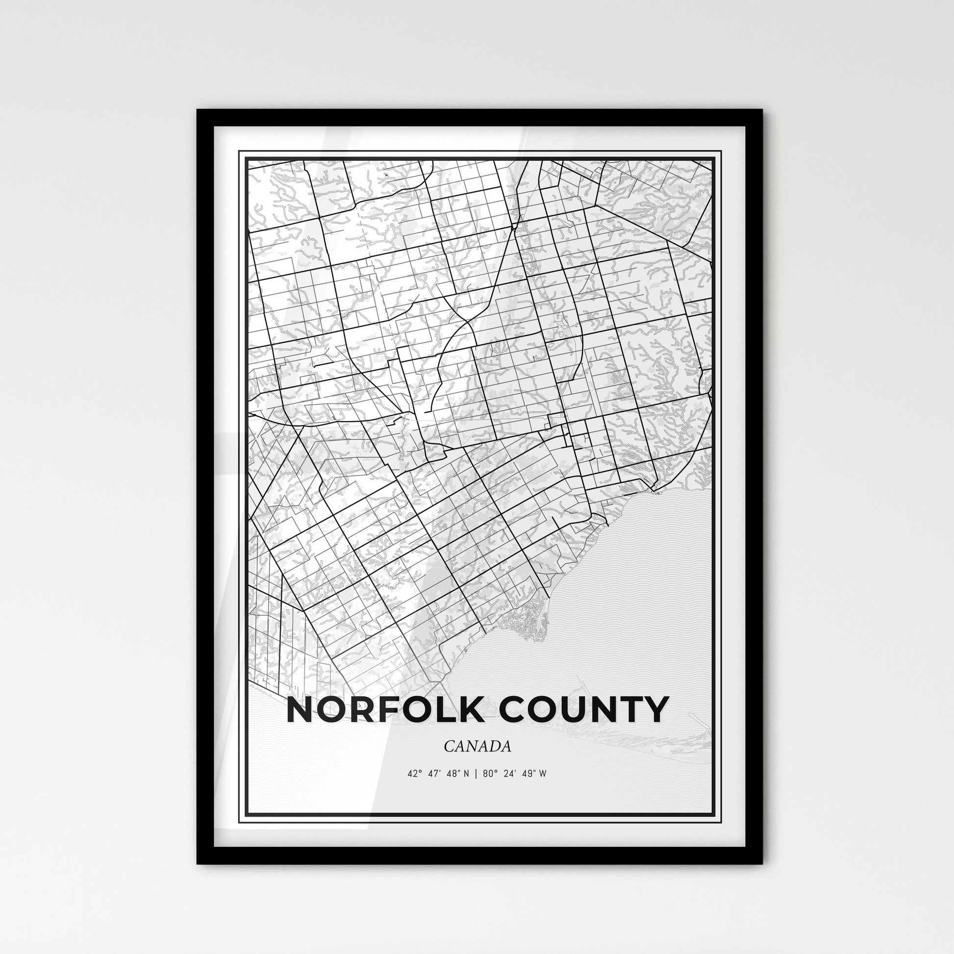 Norfolk County Canada - Scandinavian Style City Map for Modern Home Decor