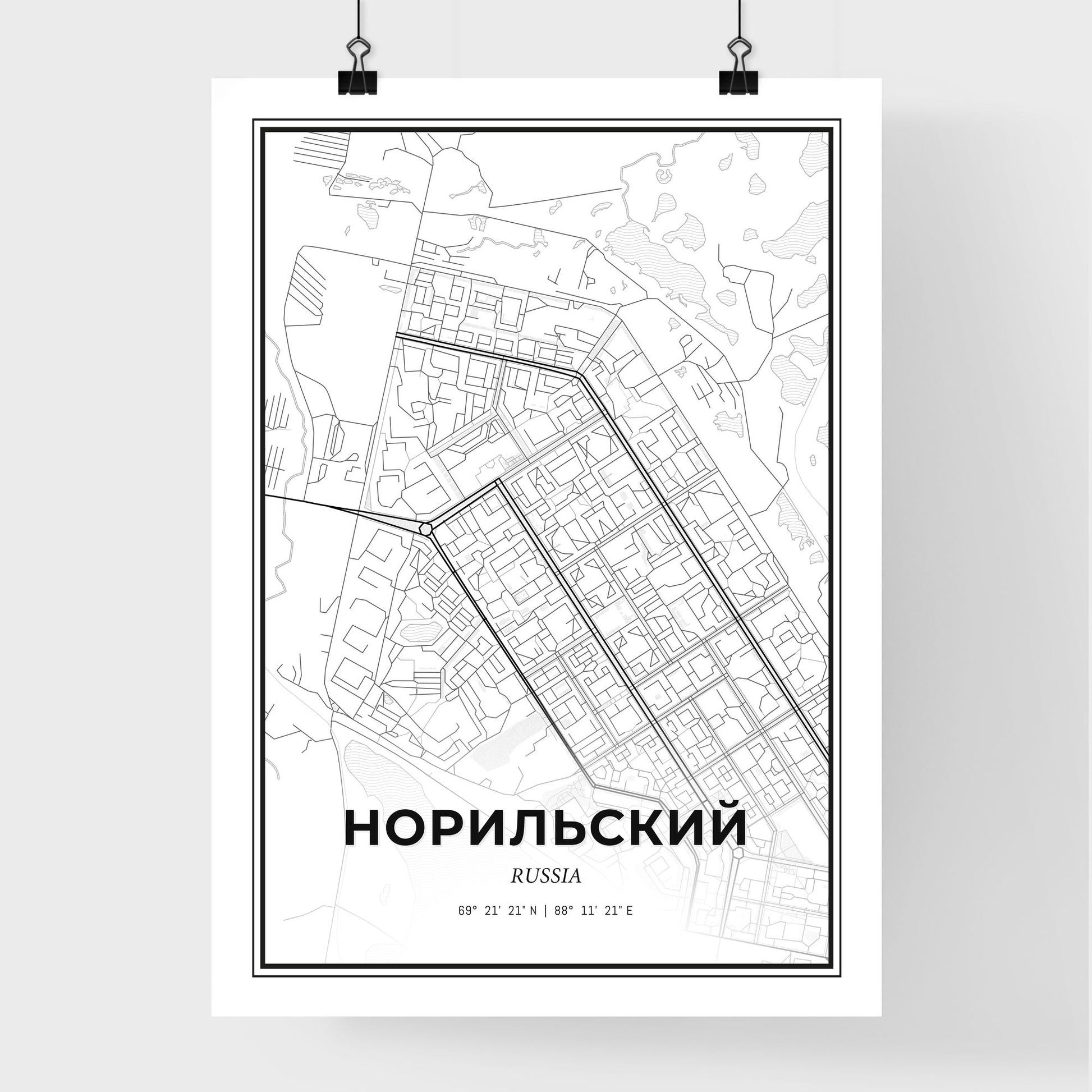 Norilsk Russia - Premium City Map Poster