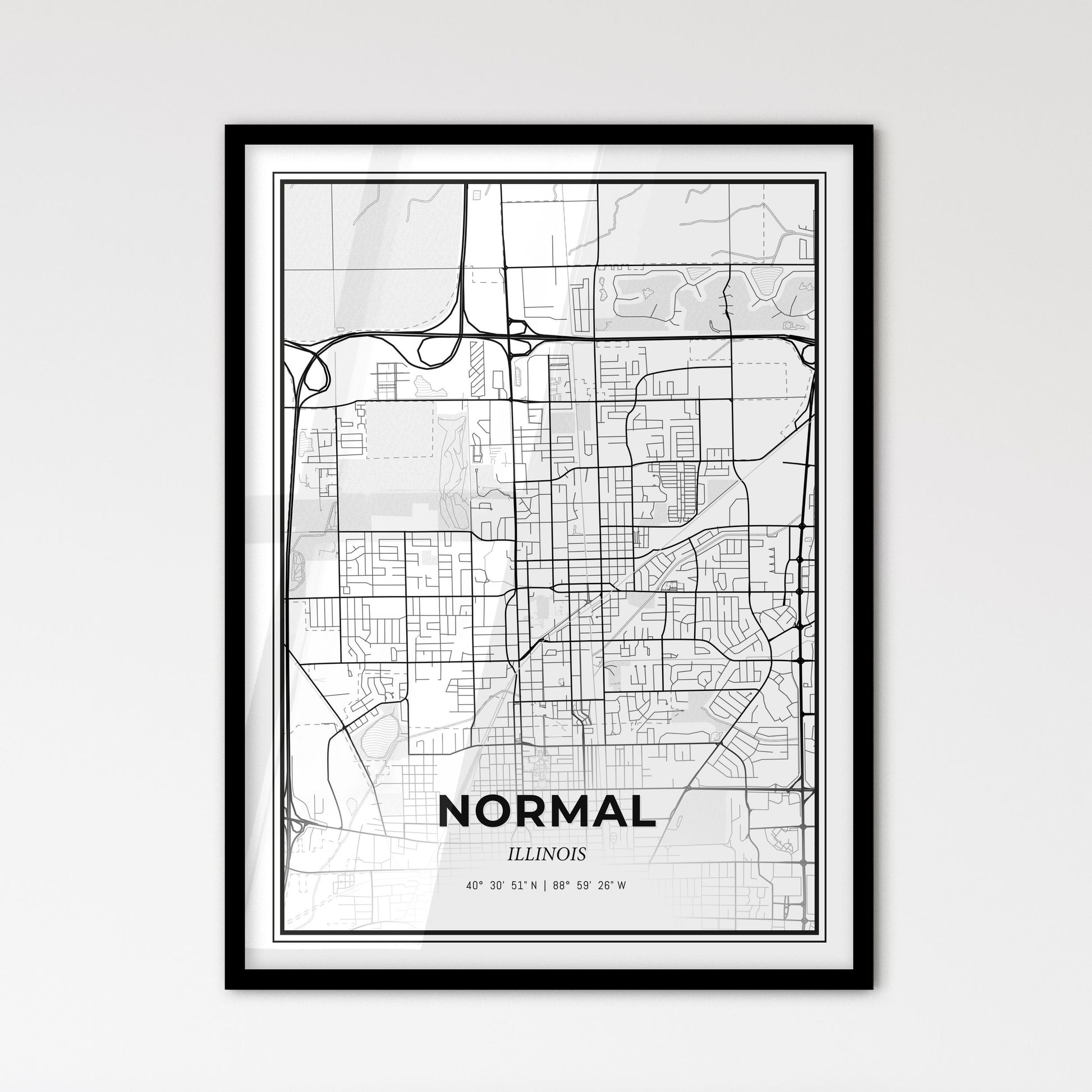 Normal Illinois - Scandinavian Style City Map for Modern Home Decor