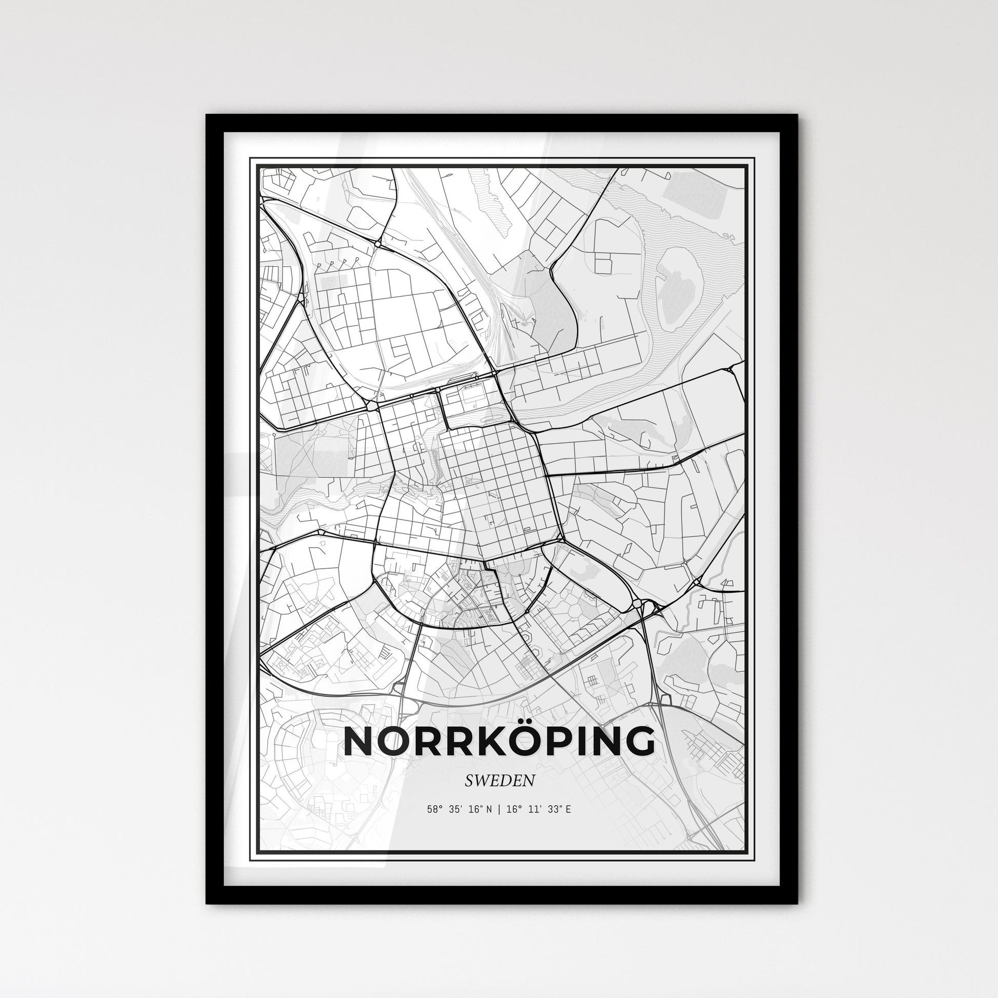 Norrköping Sweden - Scandinavian Style City Map for Modern Home Decor