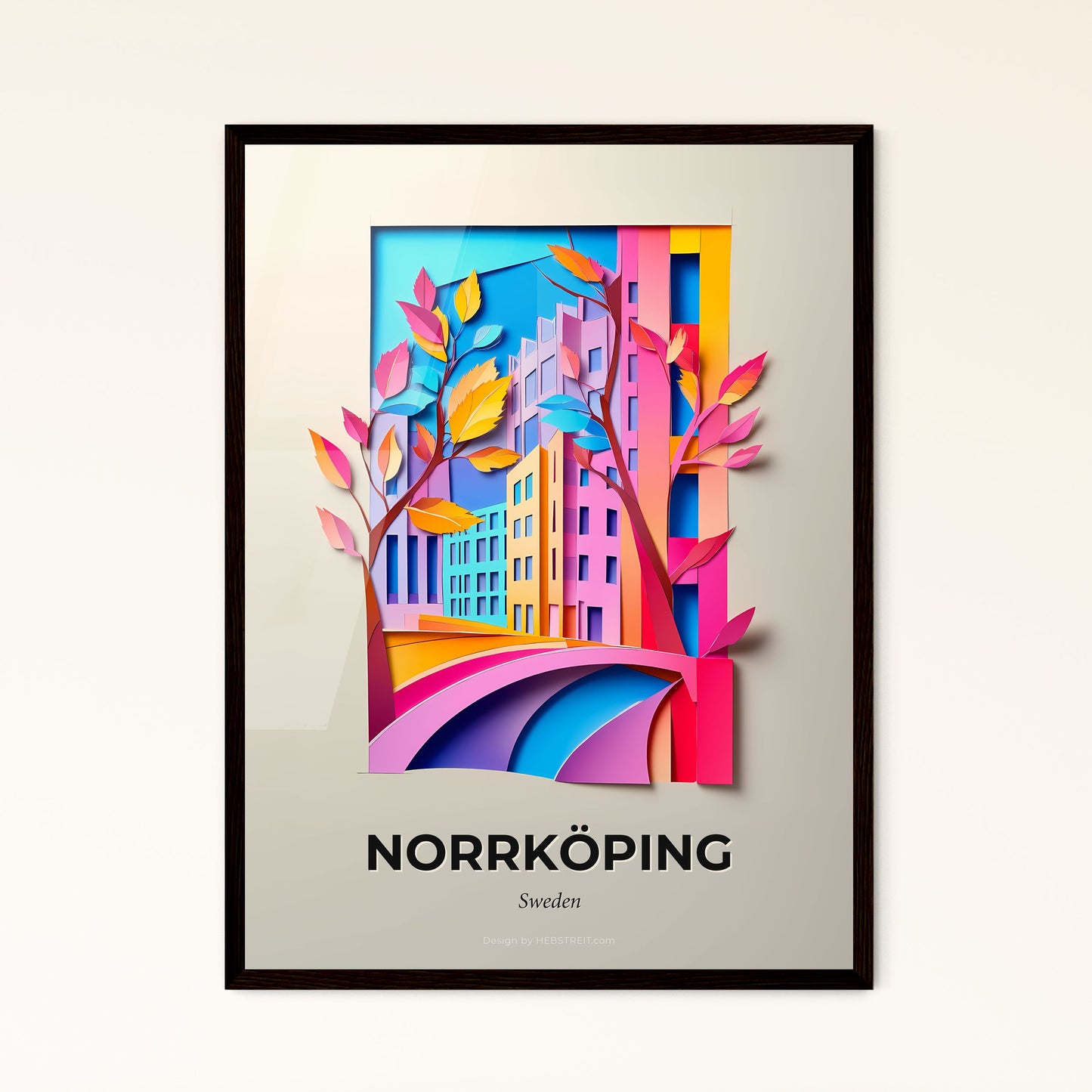 Vivid Norrköping, Sweden - a paper cut of a city with trees and buildings