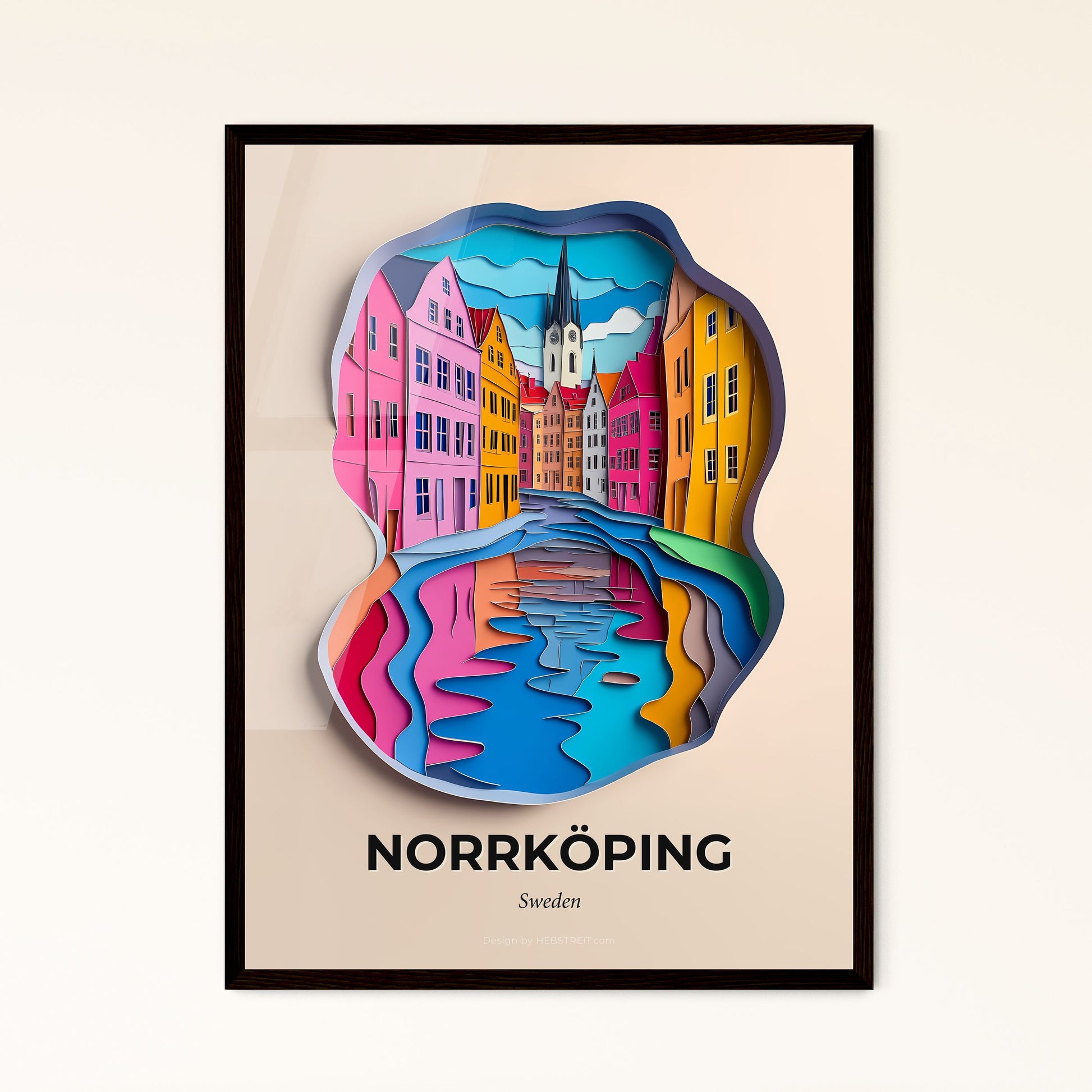 Vivid Norrköping, Sweden - a paper cut of a city with a river