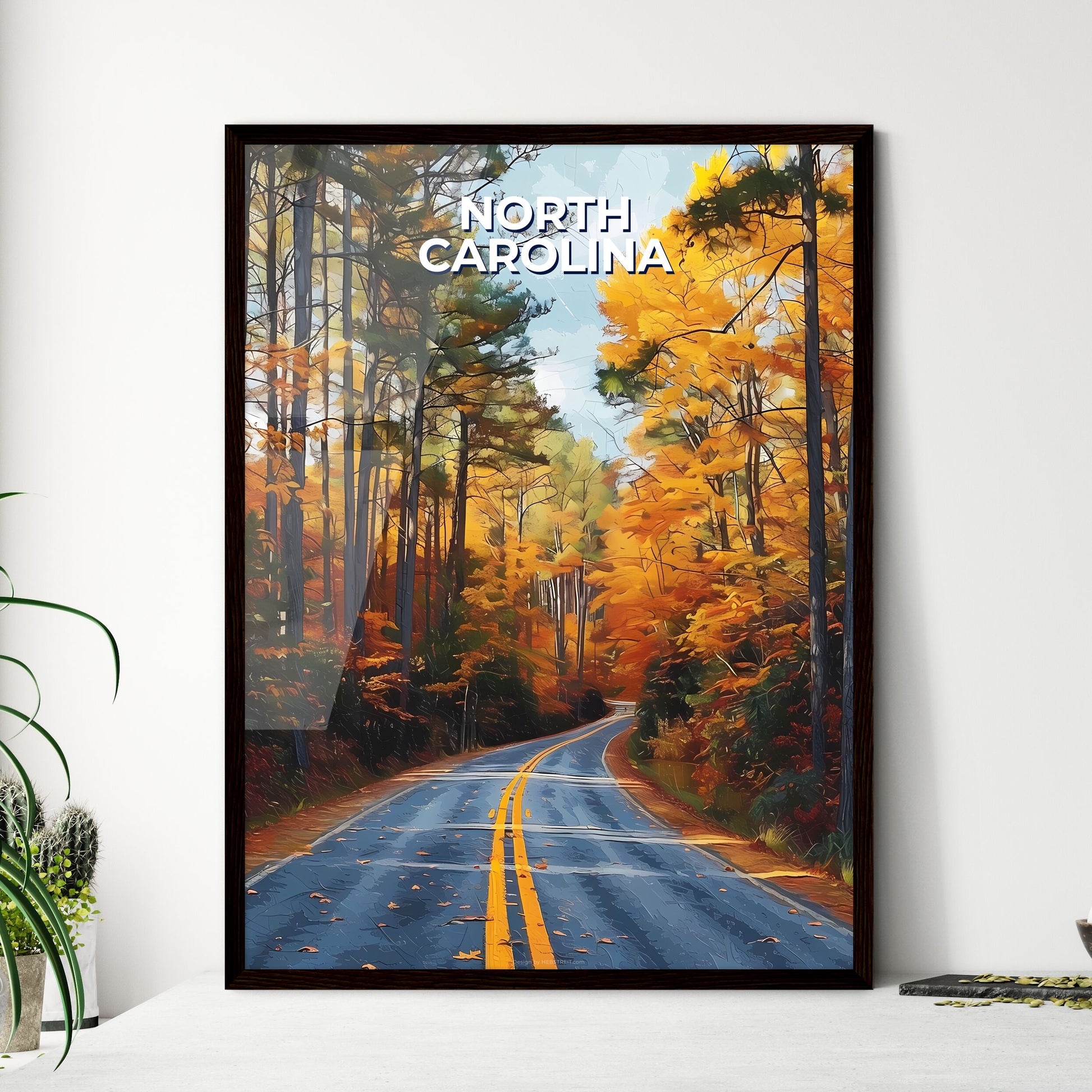 Colorful Painting of North Carolina Roadside - Framed Art Print