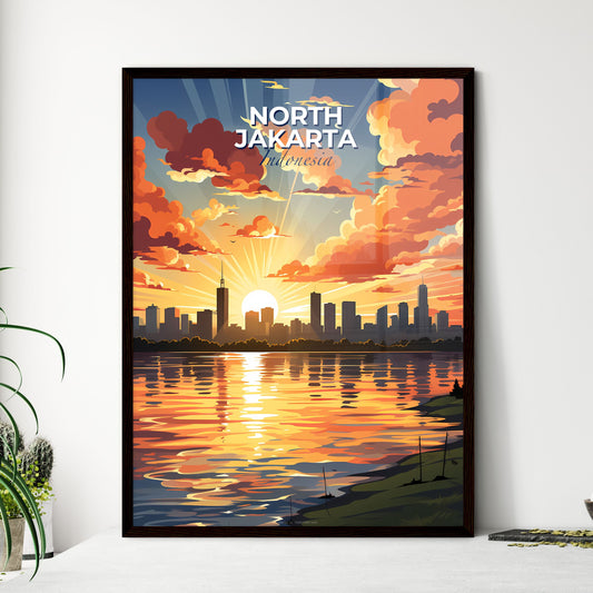 Colorful Sunset Over North Jakarta Indonesia City Skyline Painting Art Default Title