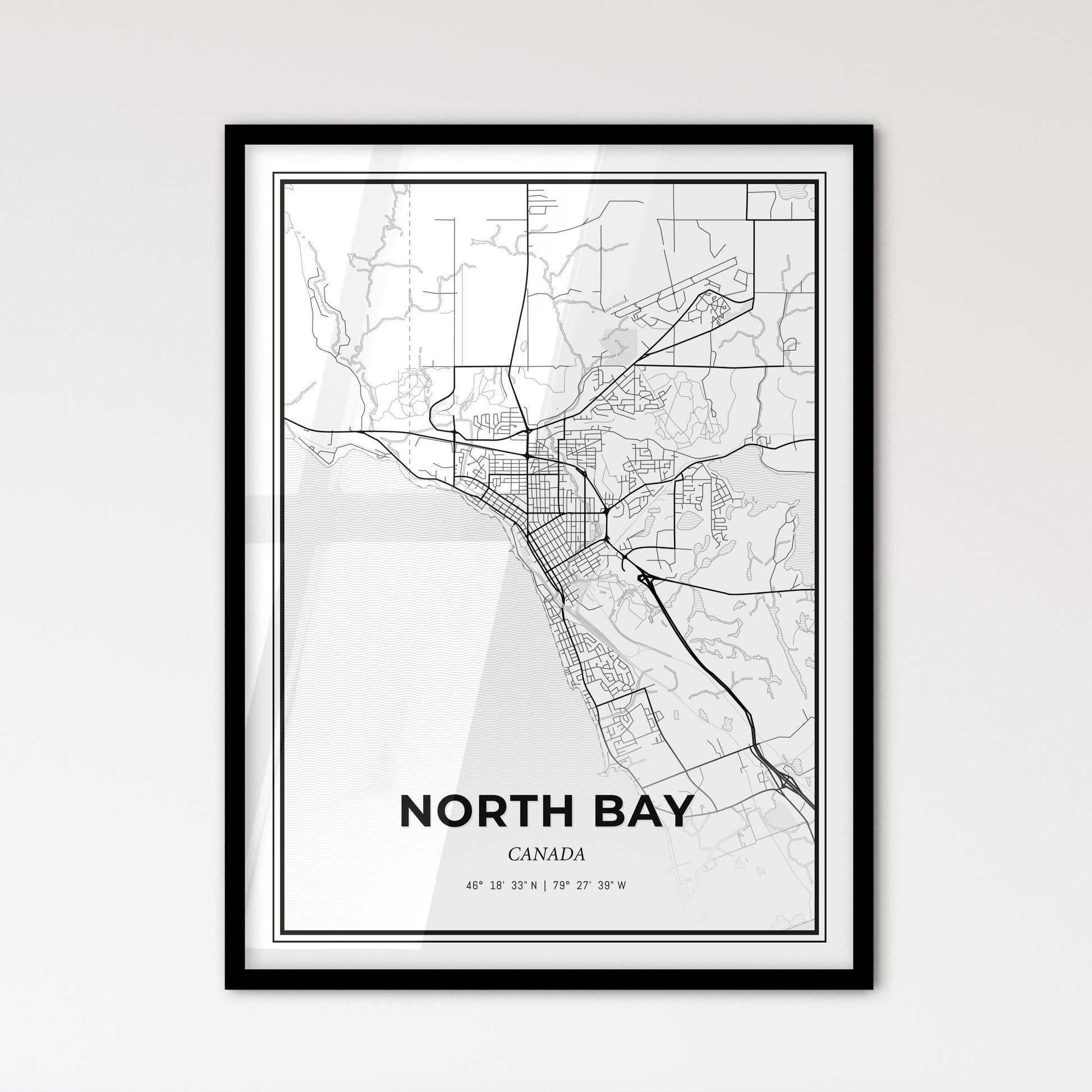 North Bay Canada - Scandinavian Style City Map for Modern Home Decor