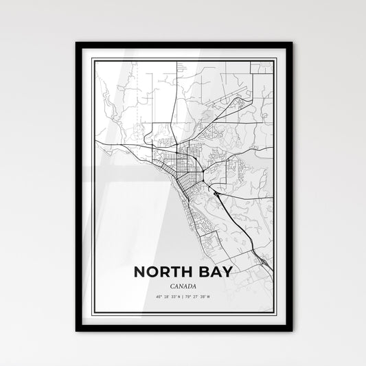 North Bay Canada - Scandinavian Style City Map for Modern Home Decor