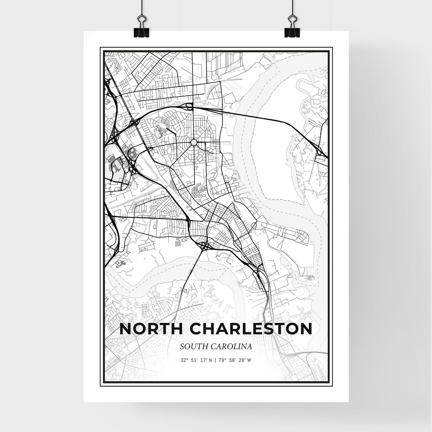 North Charleston South Carolina - Premium City Map Poster