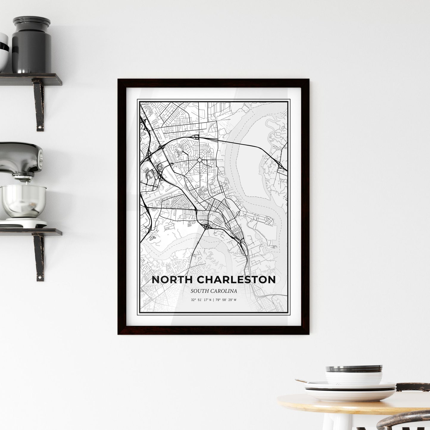 North Charleston South Carolina - Minimal City Map