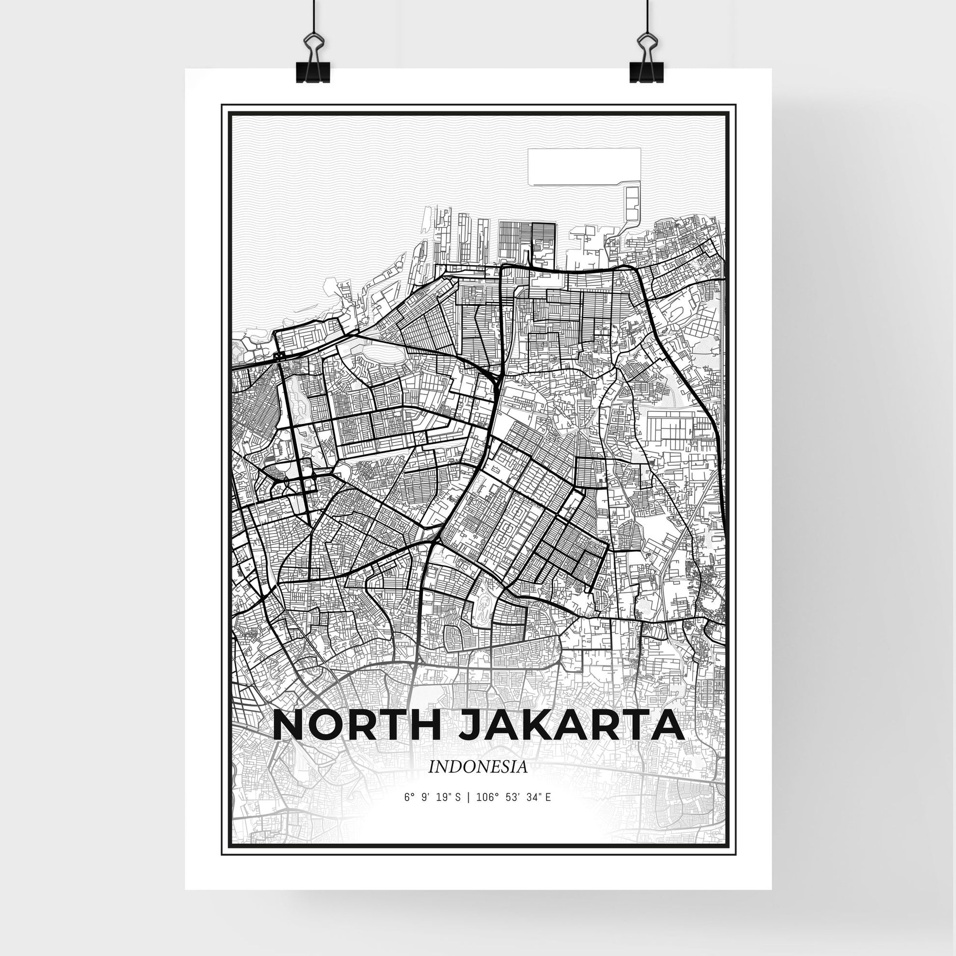 North Jakarta Indonesia - Premium City Map Poster