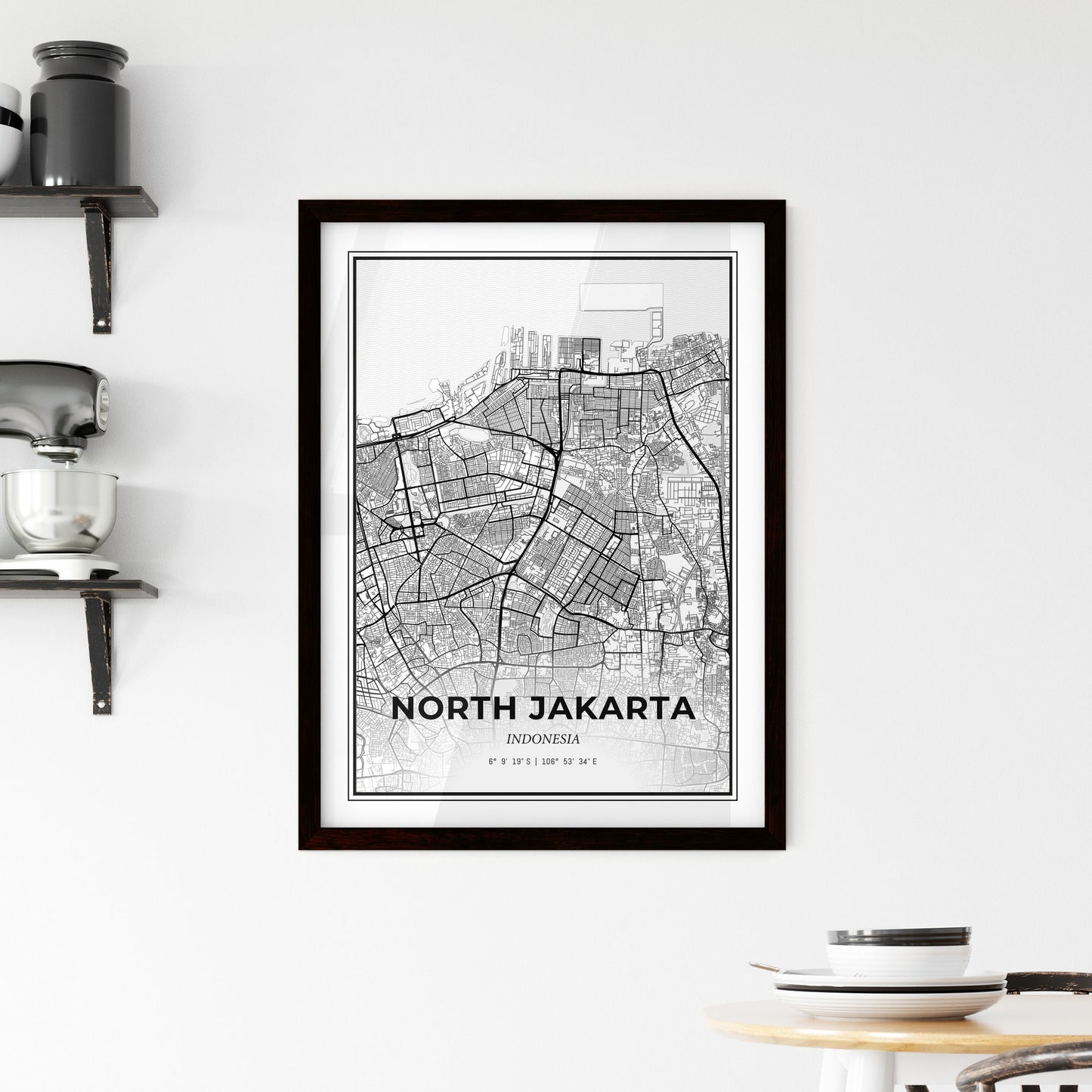 North Jakarta Indonesia - Minimal City Map