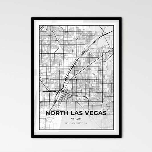 North Las Vegas Nevada - Scandinavian Style City Map for Modern Home Decor