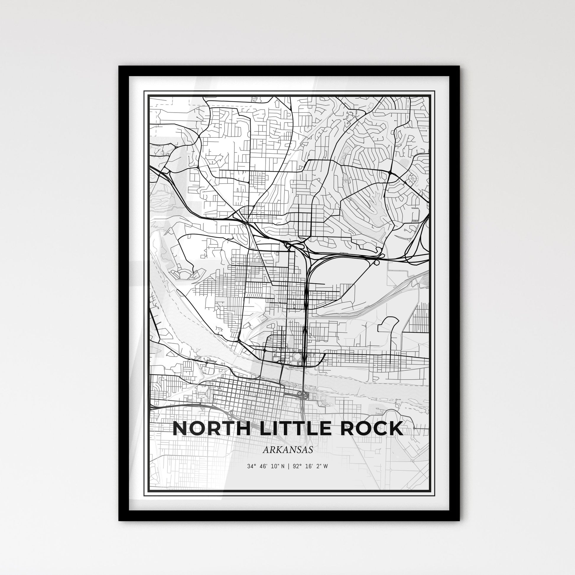 North Little Rock Arkansas - Scandinavian Style City Map for Modern Home Decor