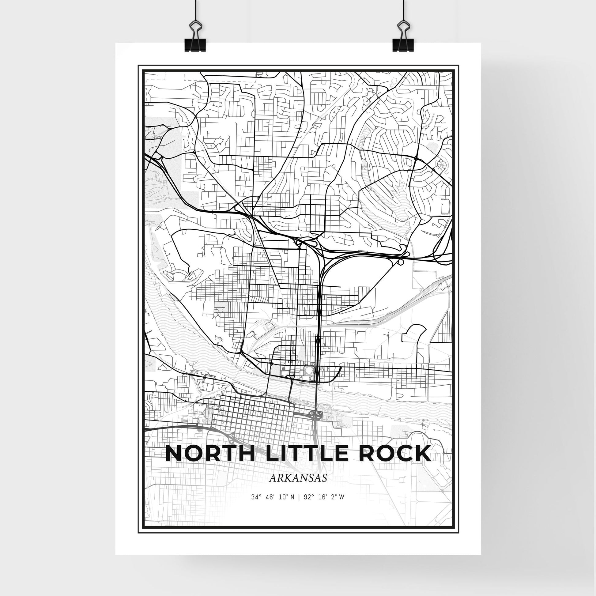 North Little Rock Arkansas - Premium City Map Poster