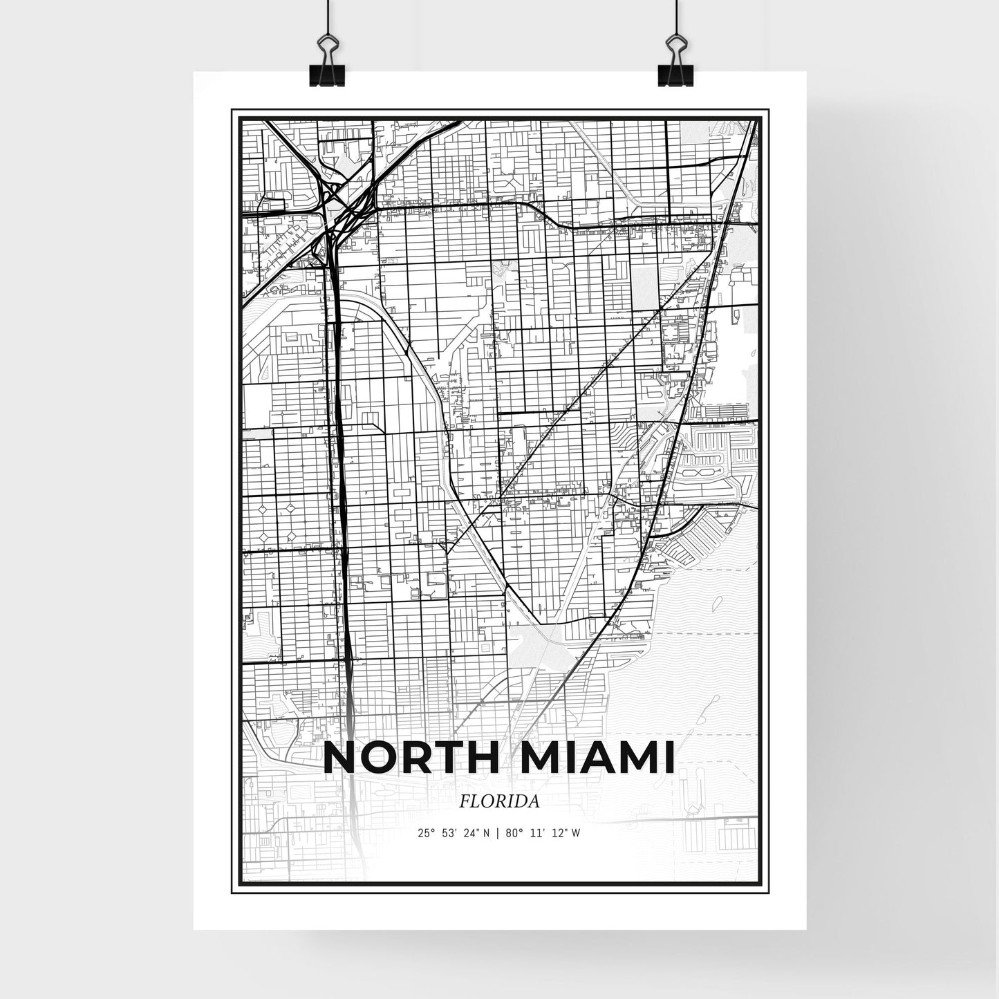 North Miami Florida - Premium City Map Poster